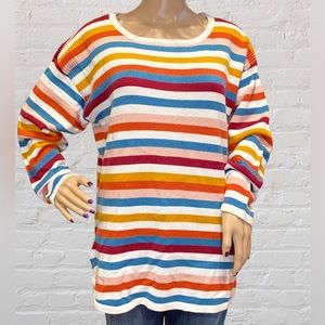 Westbound Multi-Colored Striped Crewneck Sweater Shirt Top Size XL NWT